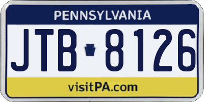 PA license plate JTB8126
