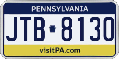 PA license plate JTB8130