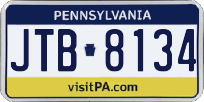 PA license plate JTB8134