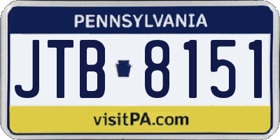 PA license plate JTB8151