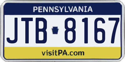 PA license plate JTB8167