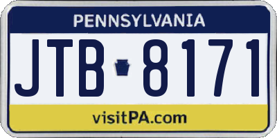 PA license plate JTB8171