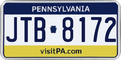 PA license plate JTB8172