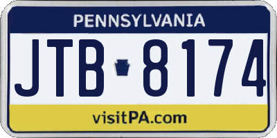 PA license plate JTB8174