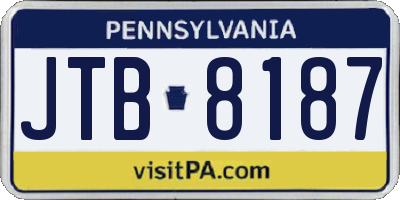PA license plate JTB8187