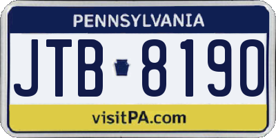 PA license plate JTB8190