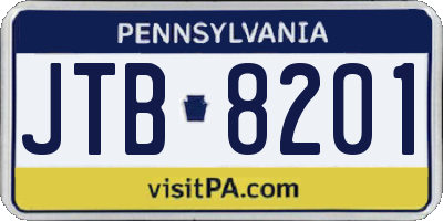 PA license plate JTB8201