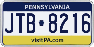 PA license plate JTB8216