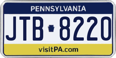 PA license plate JTB8220
