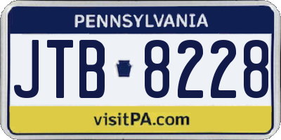 PA license plate JTB8228