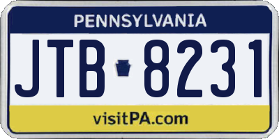 PA license plate JTB8231