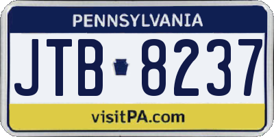 PA license plate JTB8237
