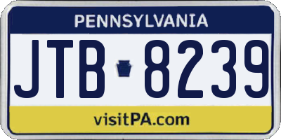 PA license plate JTB8239