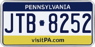 PA license plate JTB8252