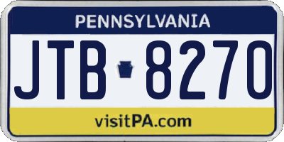 PA license plate JTB8270