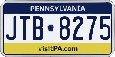 PA license plate JTB8275