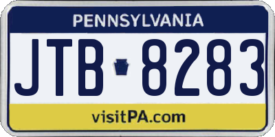 PA license plate JTB8283