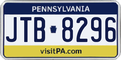 PA license plate JTB8296