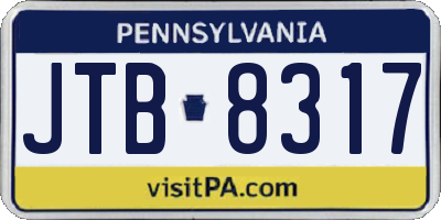 PA license plate JTB8317