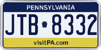PA license plate JTB8332