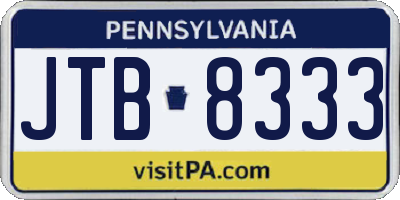PA license plate JTB8333