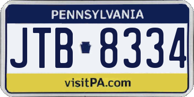 PA license plate JTB8334