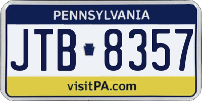 PA license plate JTB8357