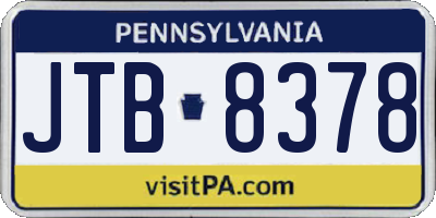 PA license plate JTB8378