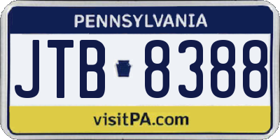 PA license plate JTB8388