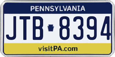 PA license plate JTB8394