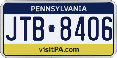 PA license plate JTB8406