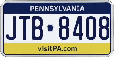 PA license plate JTB8408