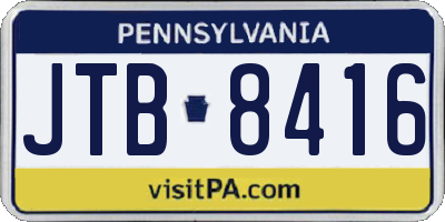 PA license plate JTB8416