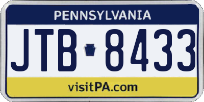 PA license plate JTB8433