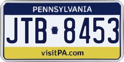 PA license plate JTB8453