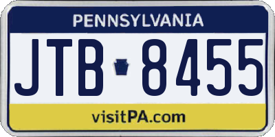 PA license plate JTB8455