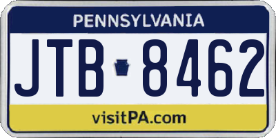 PA license plate JTB8462