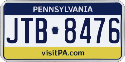 PA license plate JTB8476