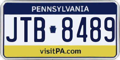PA license plate JTB8489