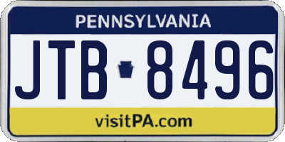 PA license plate JTB8496