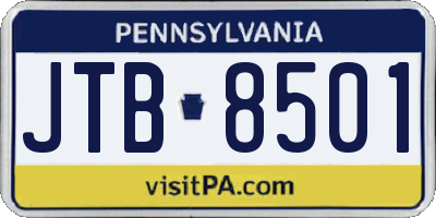 PA license plate JTB8501