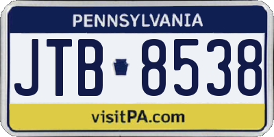 PA license plate JTB8538