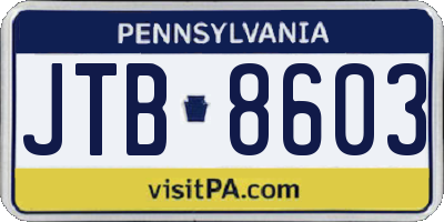 PA license plate JTB8603