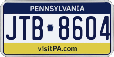 PA license plate JTB8604