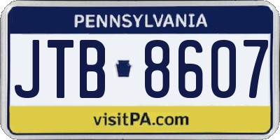 PA license plate JTB8607
