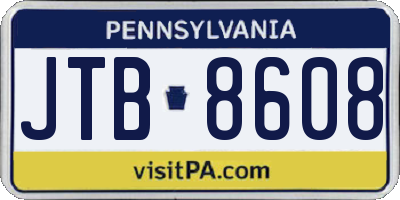 PA license plate JTB8608