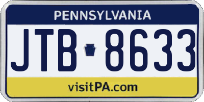 PA license plate JTB8633