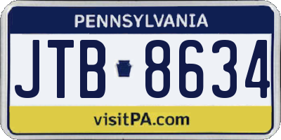 PA license plate JTB8634