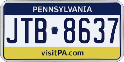 PA license plate JTB8637