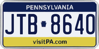 PA license plate JTB8640